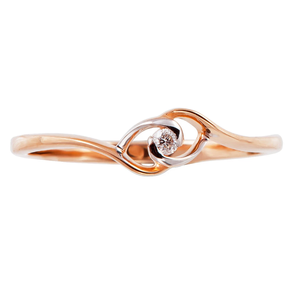 Кольцо с бриллиантом из красного золота 585 пробы 2