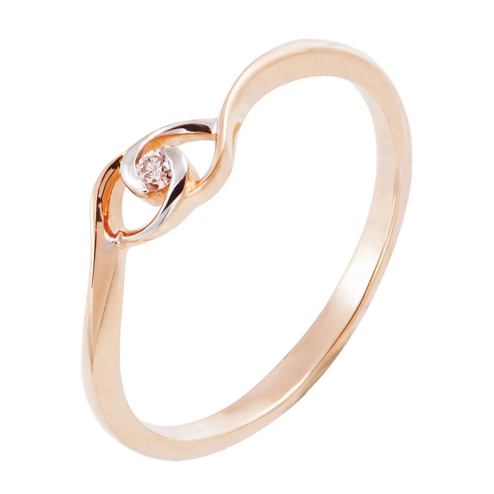 Кольцо с бриллиантом из красного золота 585 пробы 1