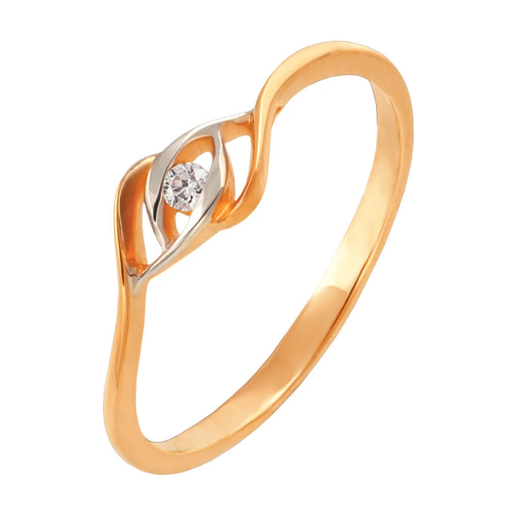 Кольцо с бриллиантом из красного золота 585 пробы 1