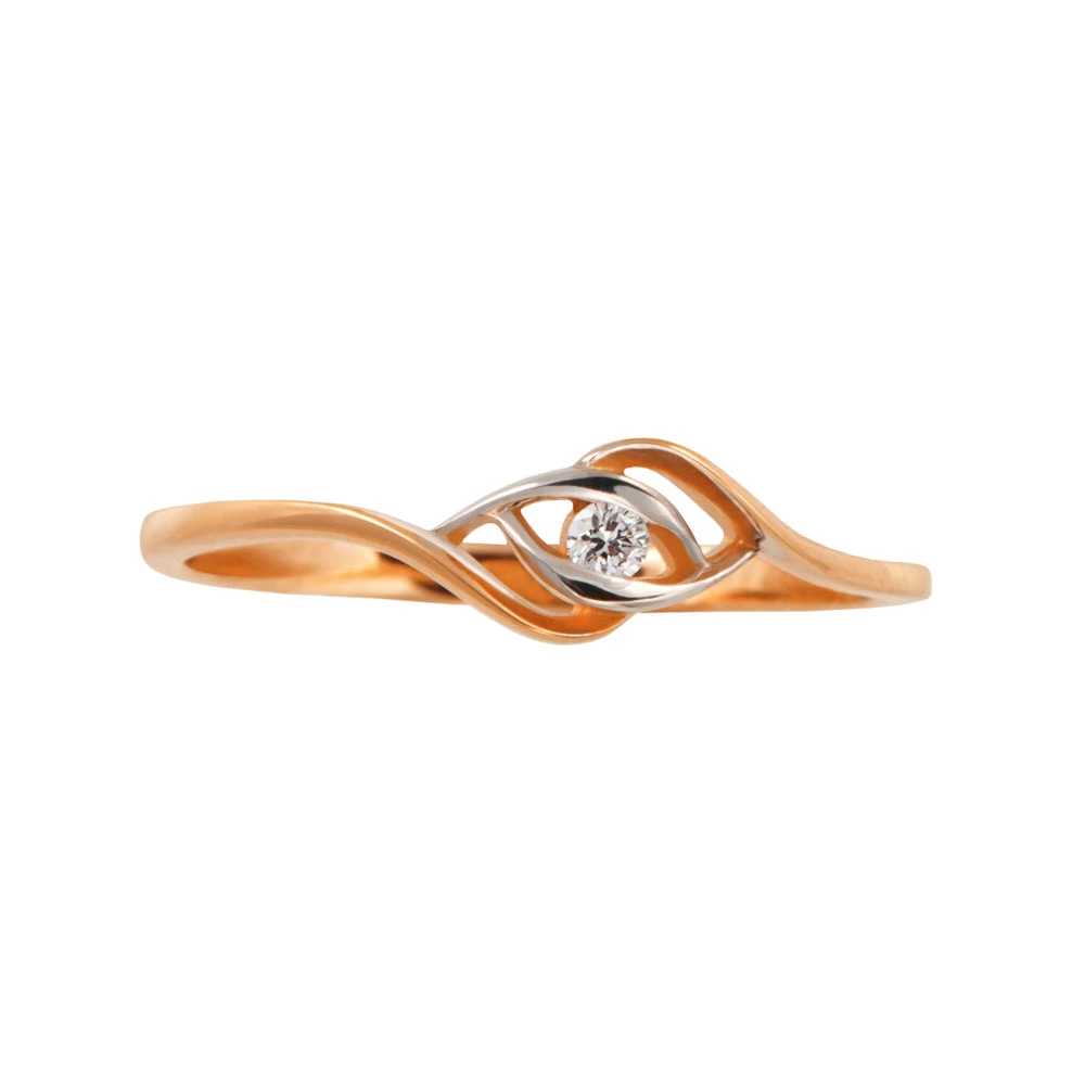 Кольцо с бриллиантом из красного золота 585 пробы 2