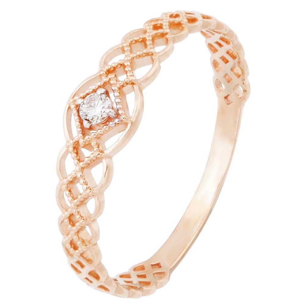 Кольцо с бриллиантом из красного золота 585 пробы 1