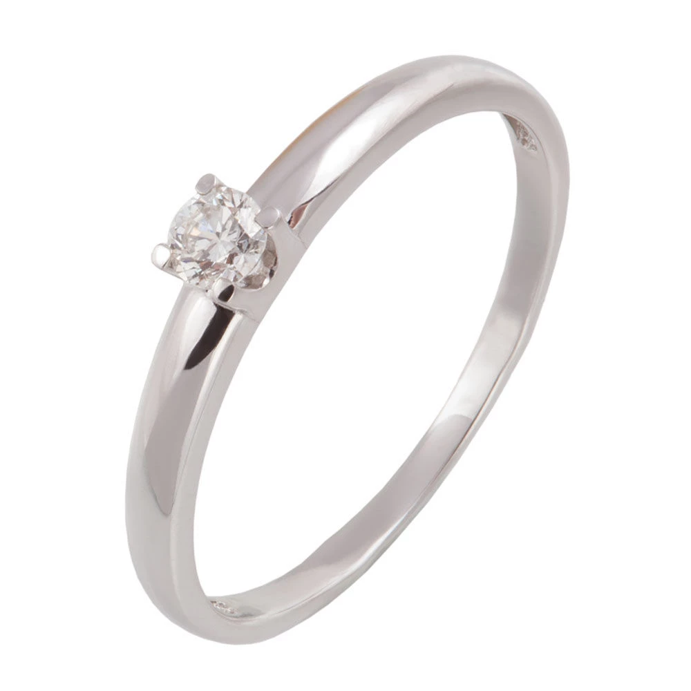 Кольцо с бриллиантом из белого золота 585 пробы 1