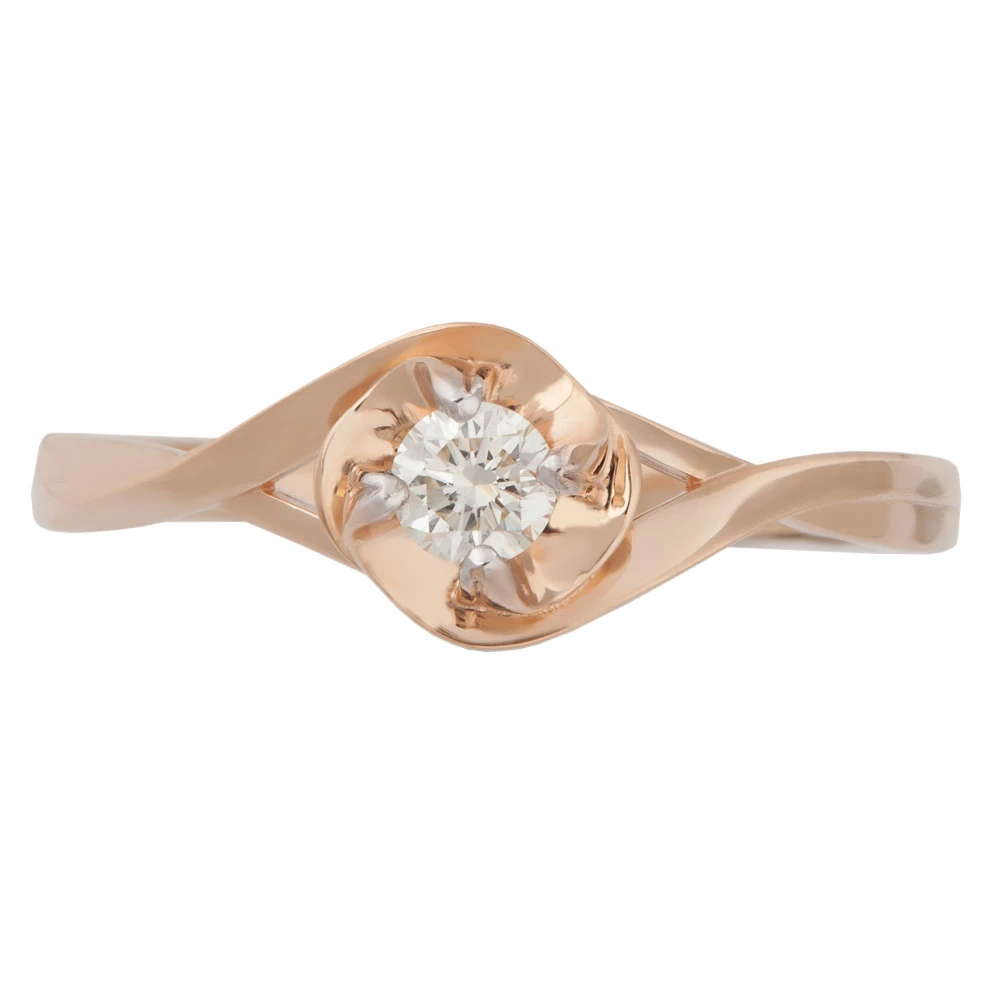 Кольцо с бриллиантом из красного золота 585 пробы 2