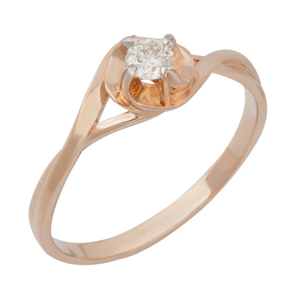 Кольцо с бриллиантом из красного золота 585 пробы 1