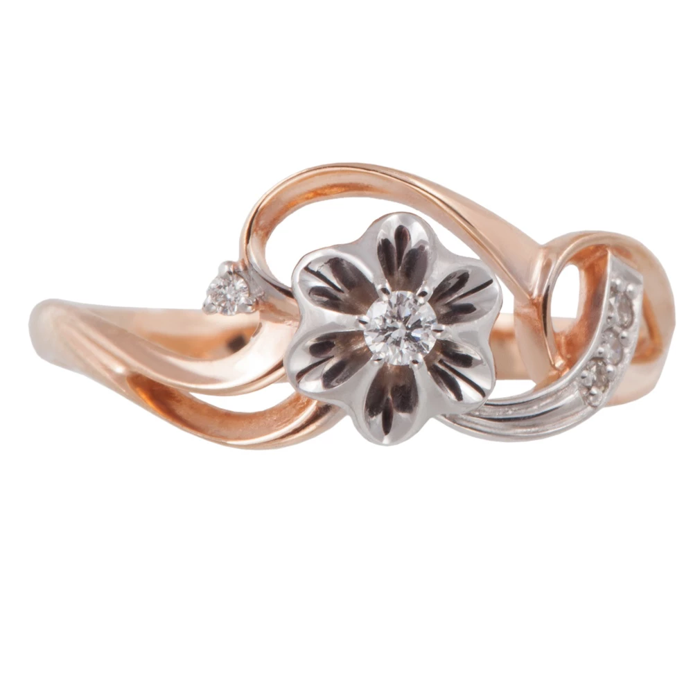 Кольцо с бриллиантами из красного золота 585 пробы 2