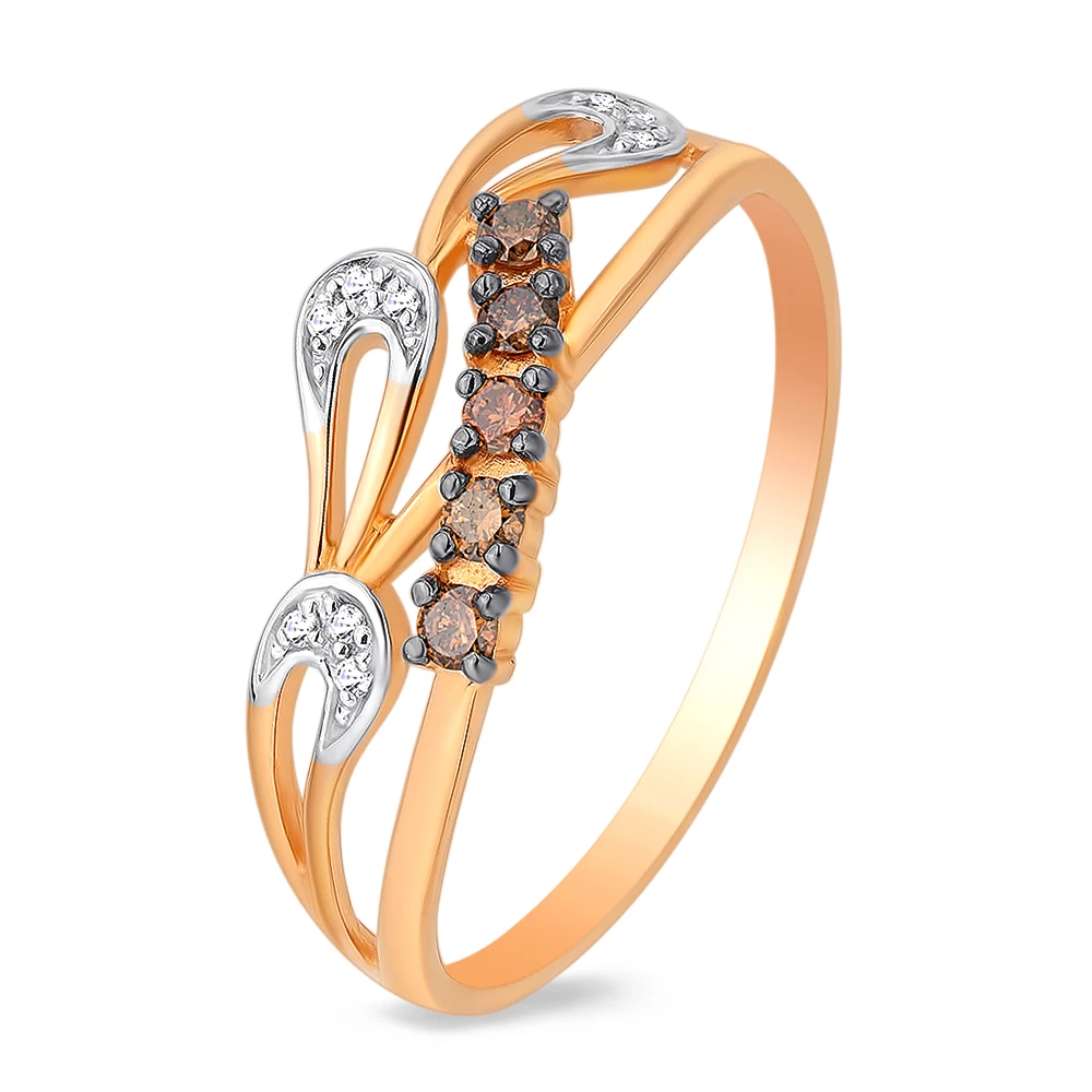 Кольцо с бриллиантами из красного золота 585 пробы 1