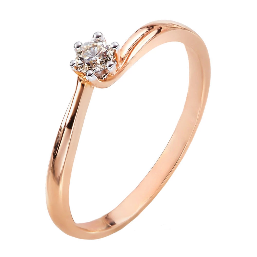 Кольцо с бриллиантом из красного золота 585 пробы 1