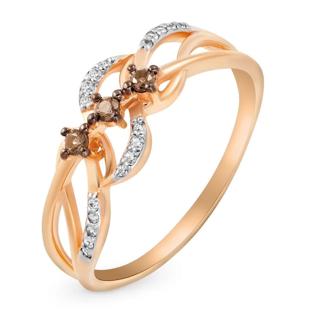 Кольцо с бриллиантами из красного золота 585 пробы 1