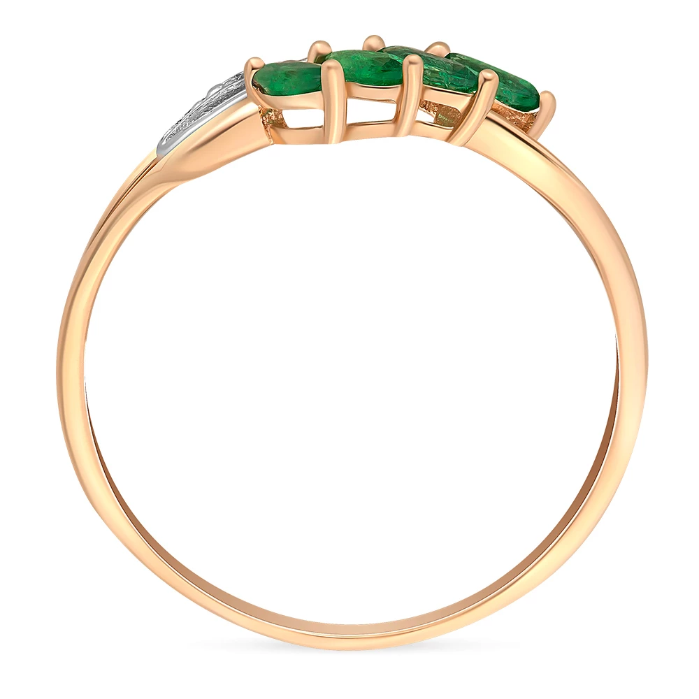 Кольцо с изумрудом и бриллиантами из красного золота 585 пробы 3