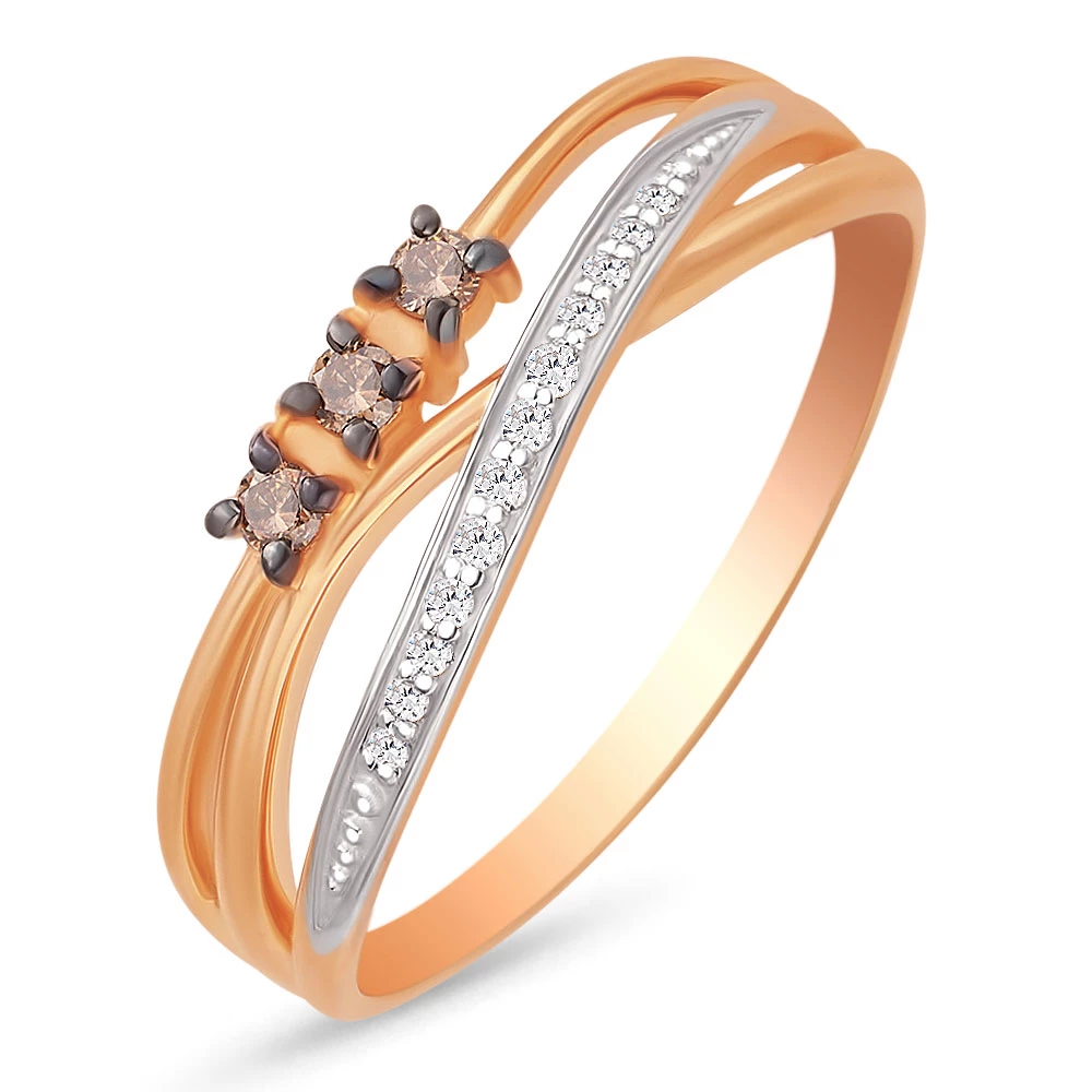 Кольцо с бриллиантами из красного золота 585 пробы 1