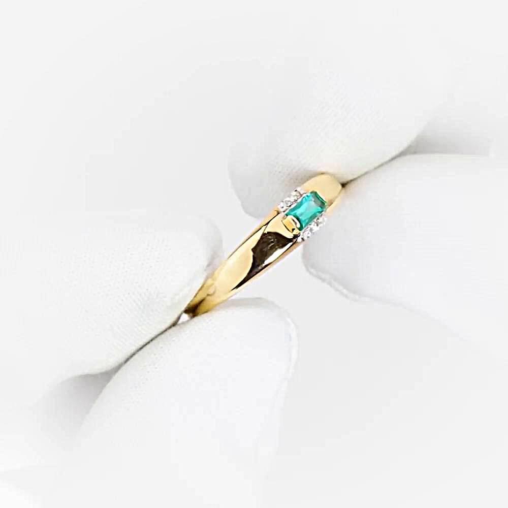 Кольцо с гидротермальным изумрудом и бриллиантами из красного золота 585 пробы 1