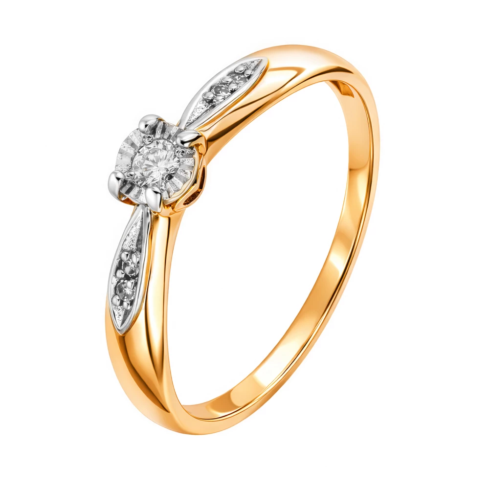 Кольцо с бриллиантами из красного золота 585 пробы