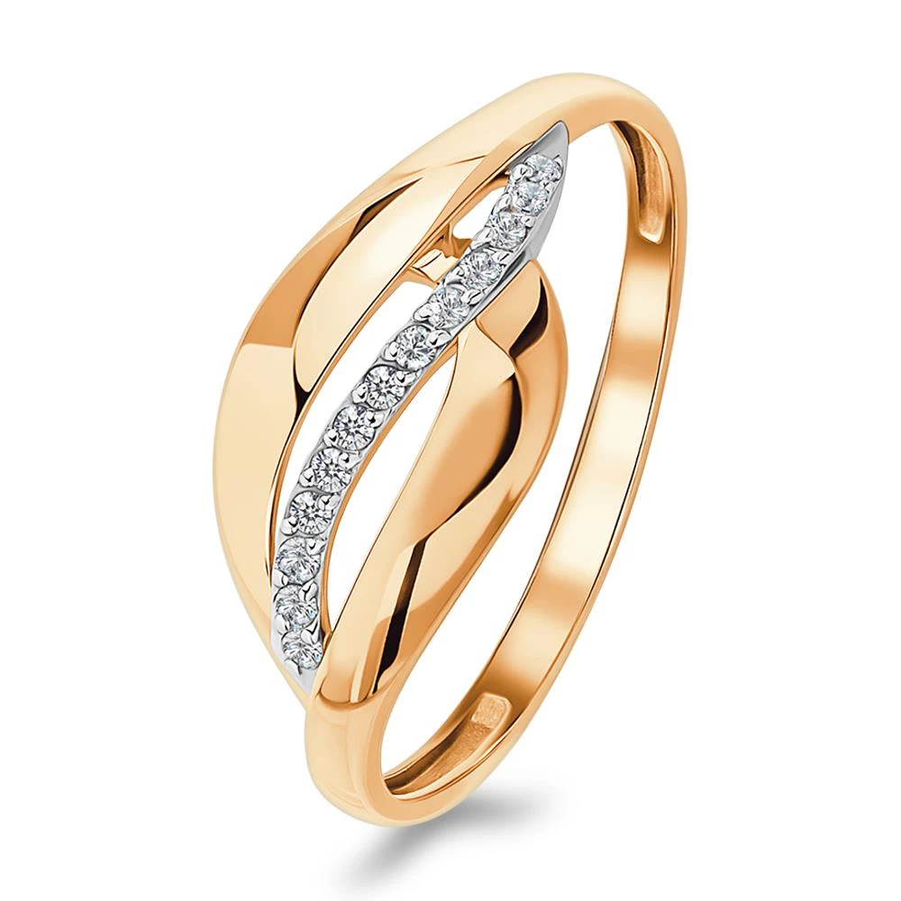 Кольцо с бриллиантами из красного золота 585 пробы