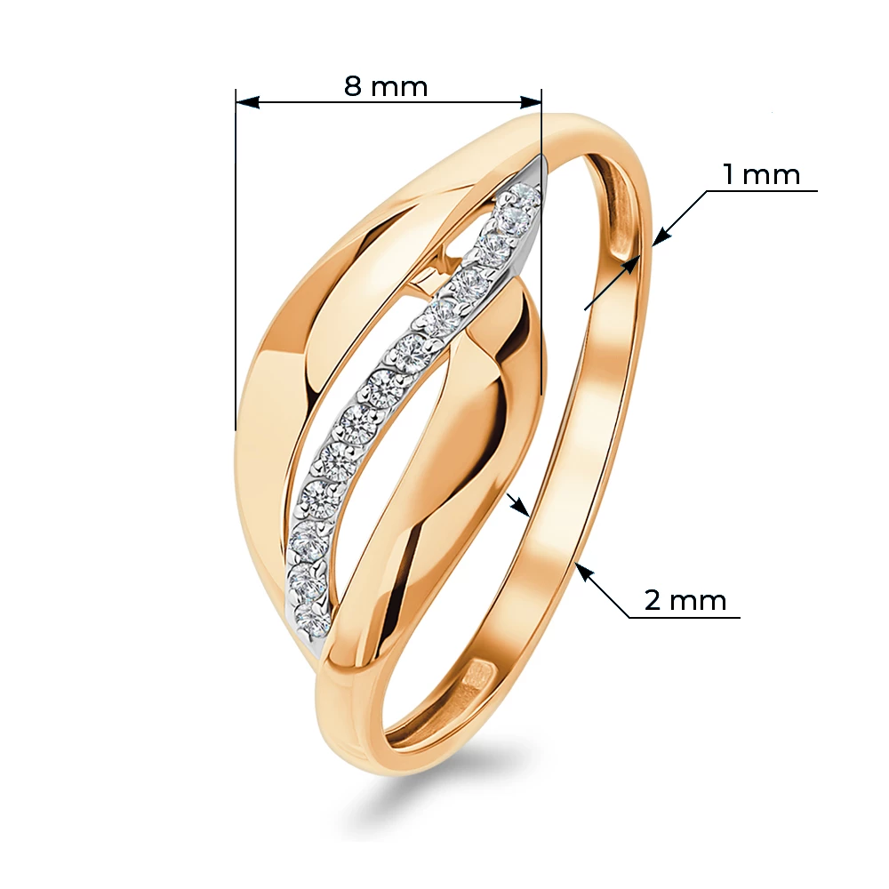 Кольцо с бриллиантами из красного золота 585 пробы