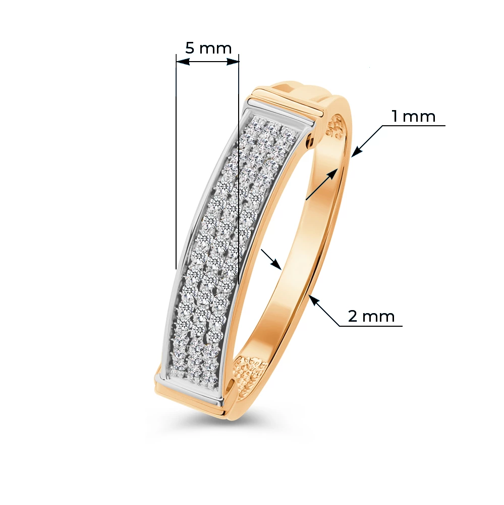 Кольцо с бриллиантами из красного золота 585 пробы