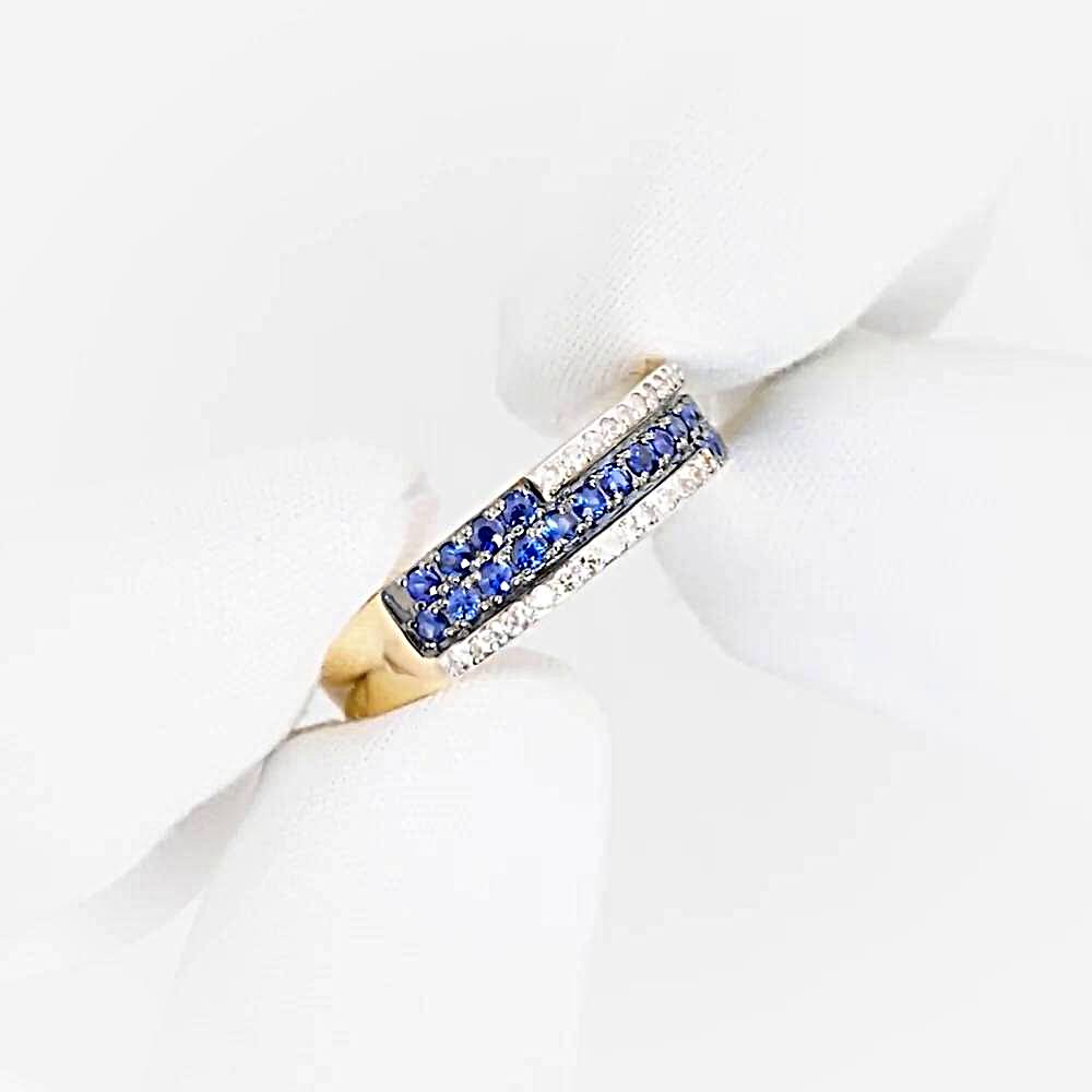 Кольцо с сапфирами и бриллиантами из красного золота 585 пробы 1