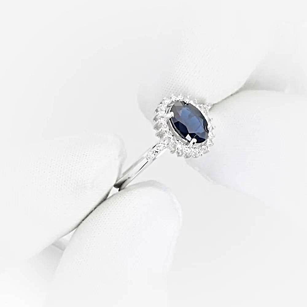 Кольцо с сапфирами и бриллиантами из белого золота 585 пробы 1