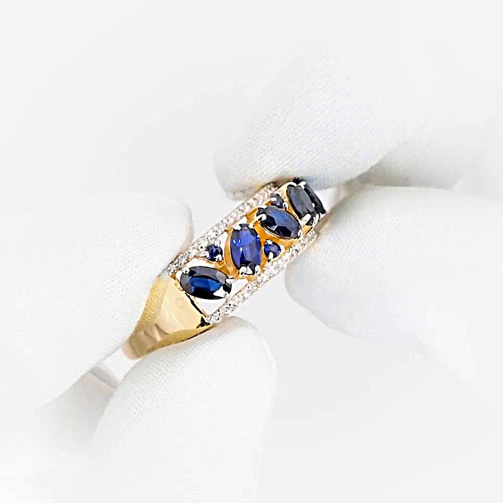 Кольцо с сапфирами и бриллиантами из красного золота 585 пробы 1