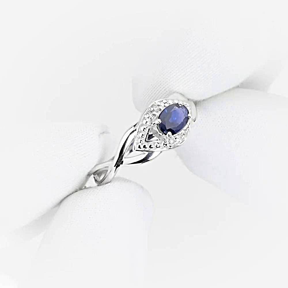 Кольцо с сапфирами и бриллиантами из белого золота 585 пробы 1