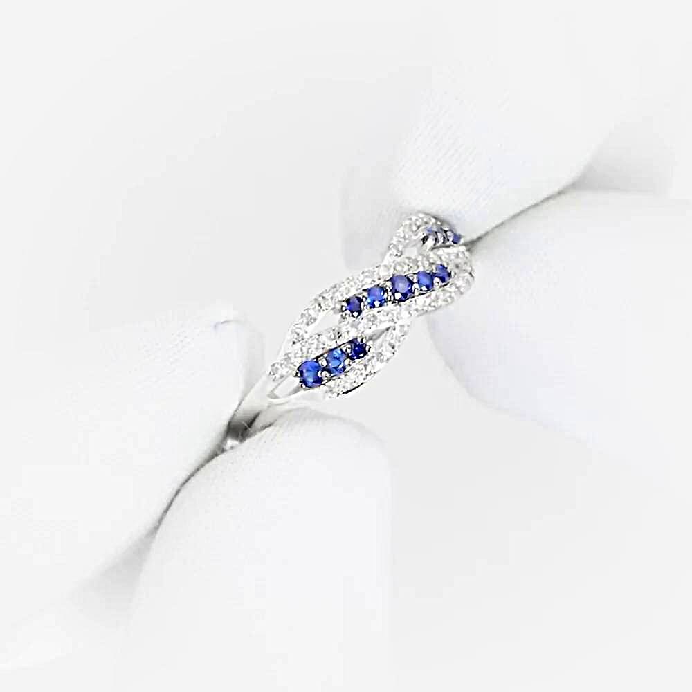 Кольцо с сапфирами и бриллиантами из белого золота 585 пробы 1