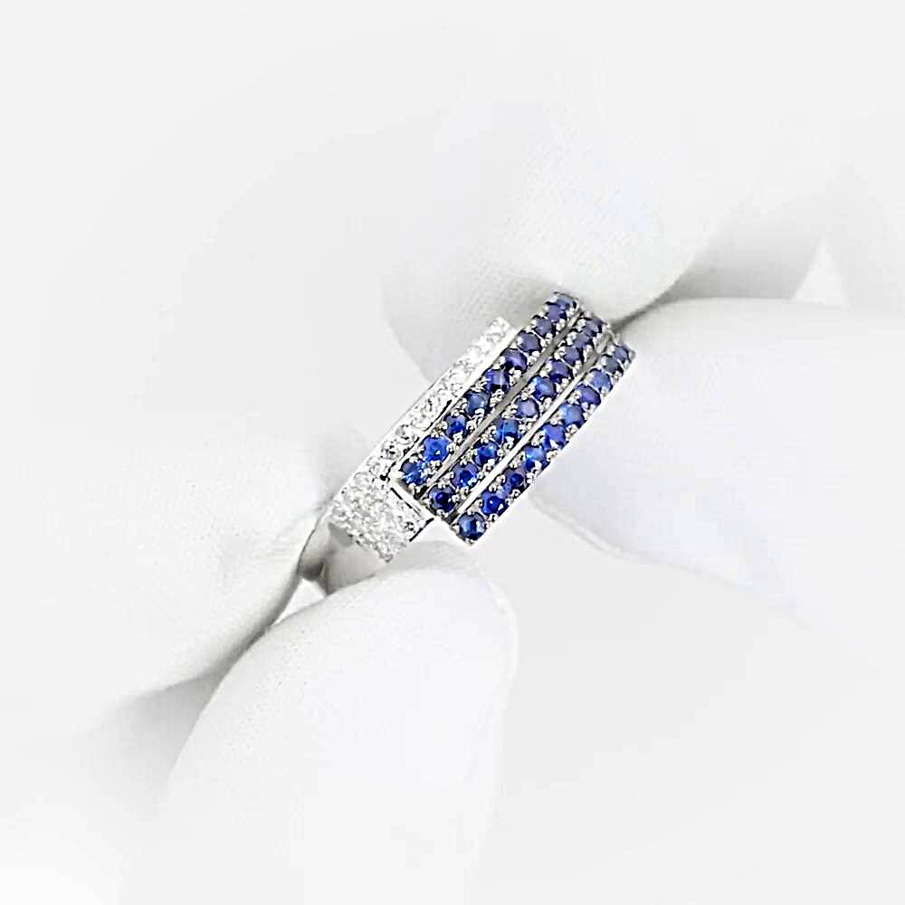 Кольцо с сапфирами и бриллиантами из белого золота 585 пробы 1