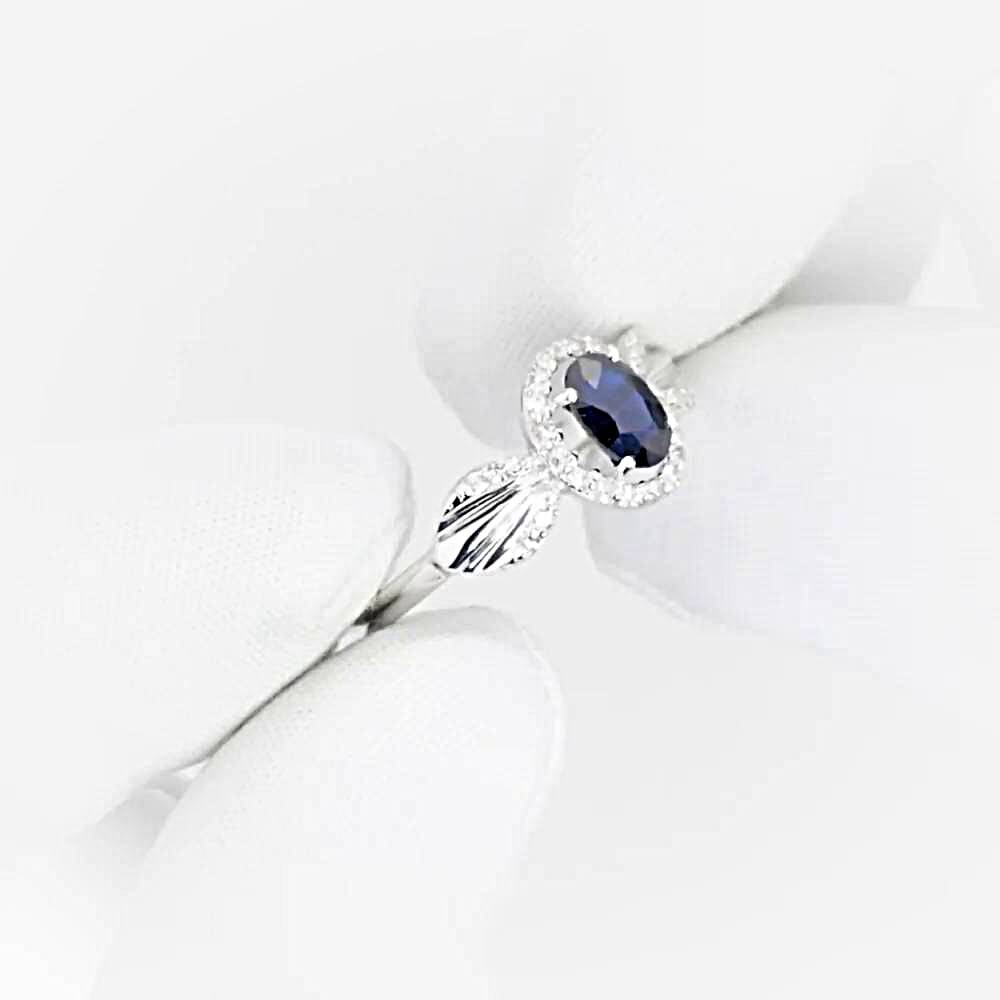 Кольцо с сапфирами и бриллиантами из белого золота 585 пробы 1