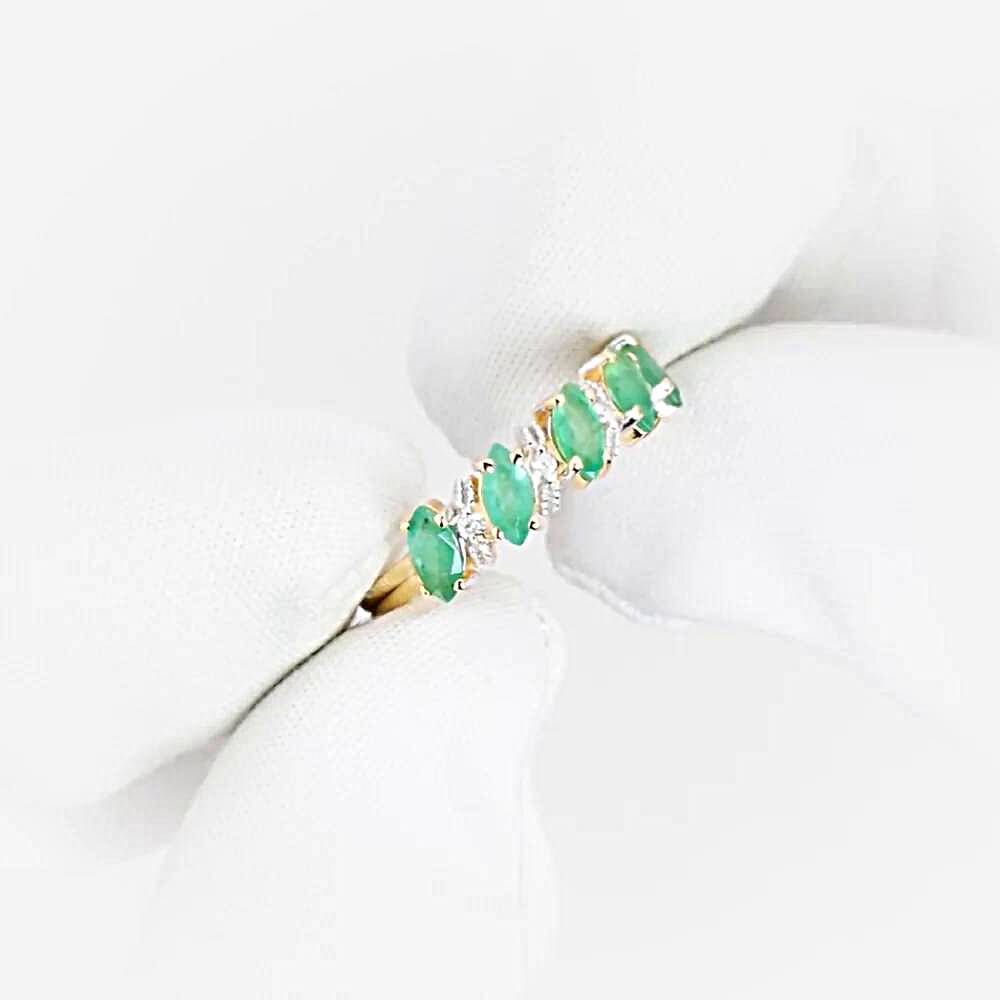 Кольцо с изумрудами и бриллиантами из красного золота 585 пробы 1