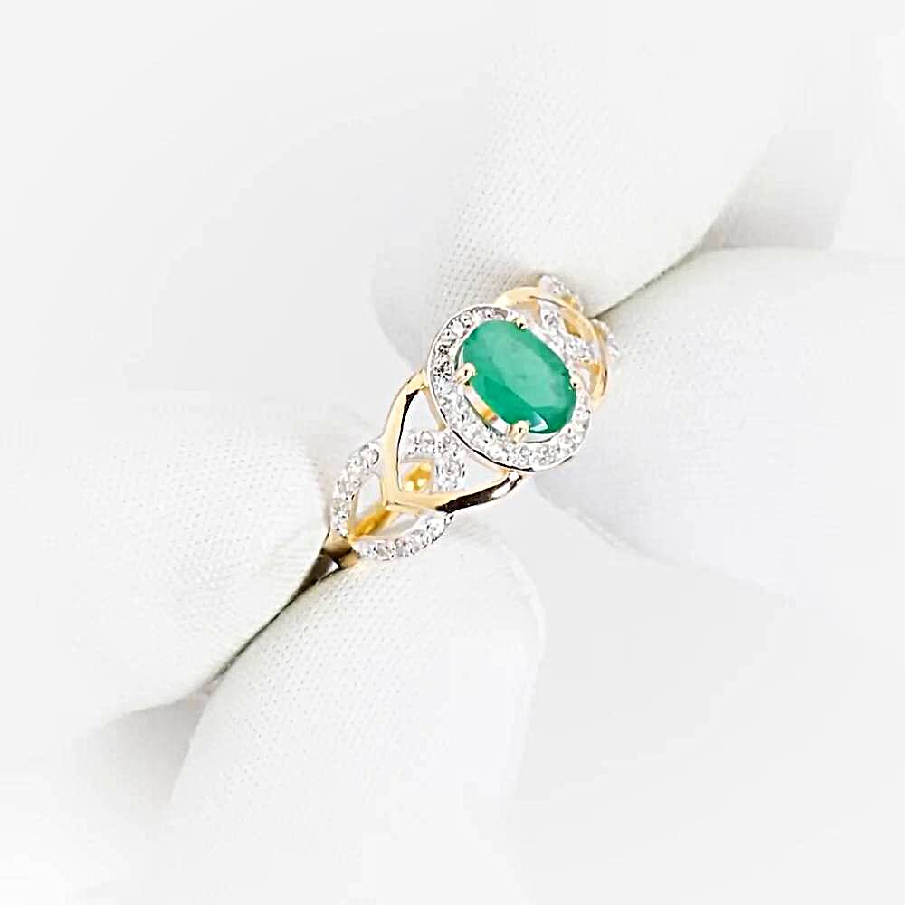 Кольцо с изумрудами и бриллиантами из красного золота 585 пробы 1