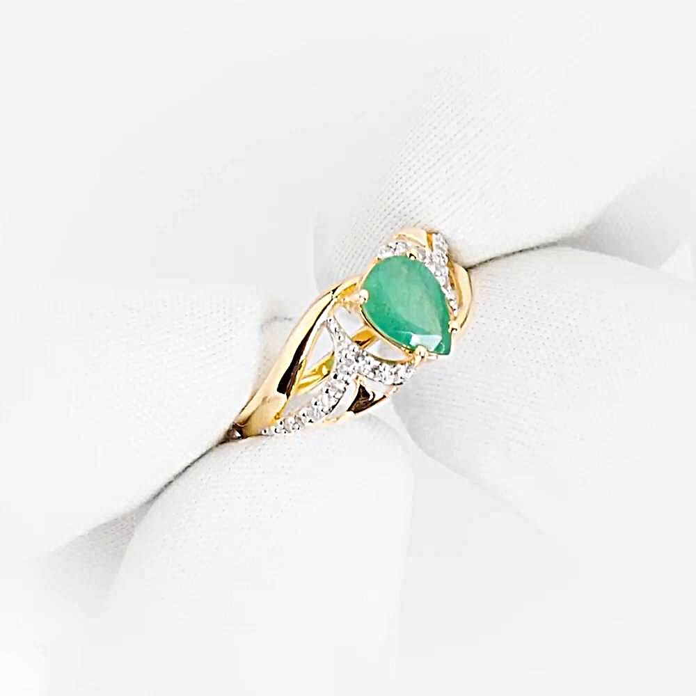 Кольцо с изумрудами и бриллиантами из красного золота 585 пробы 1