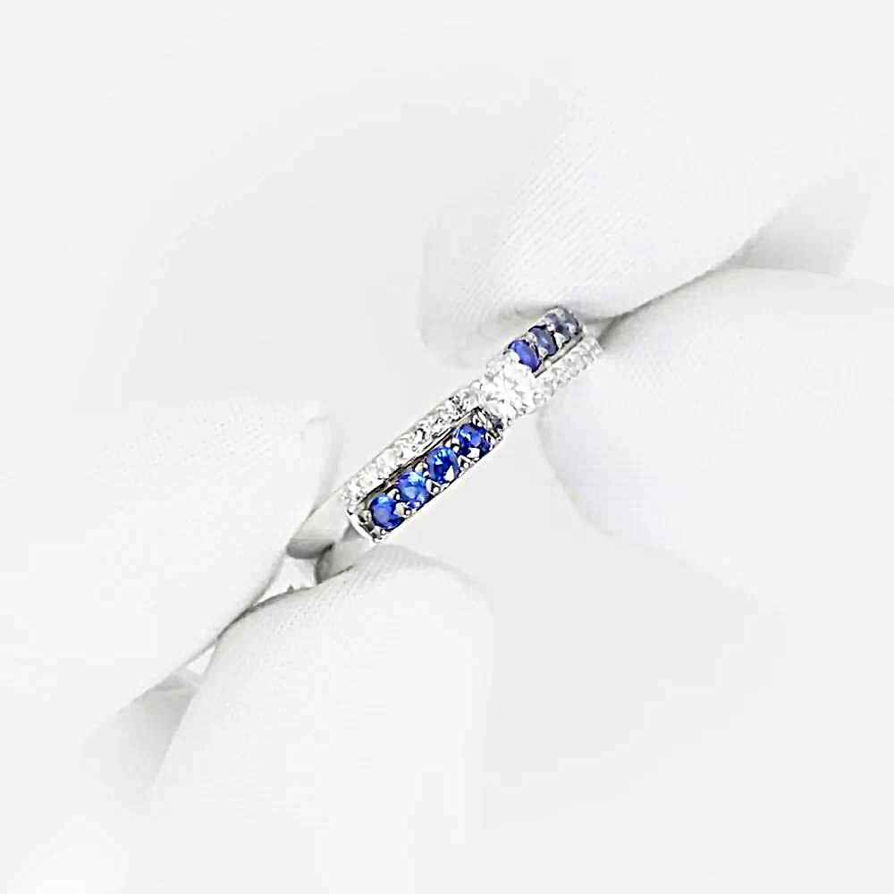 Кольцо с сапфирами и бриллиантами из белого золота 585 пробы 1