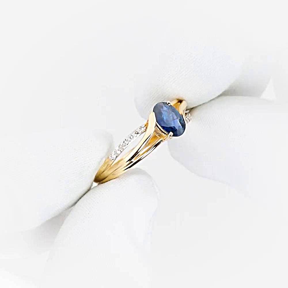 Кольцо с сапфирами и бриллиантами из красного золота 585 пробы 1