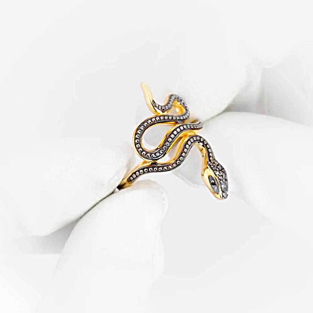 Кольцо  Змея с бриллиантами из красного золота 585 пробы 1