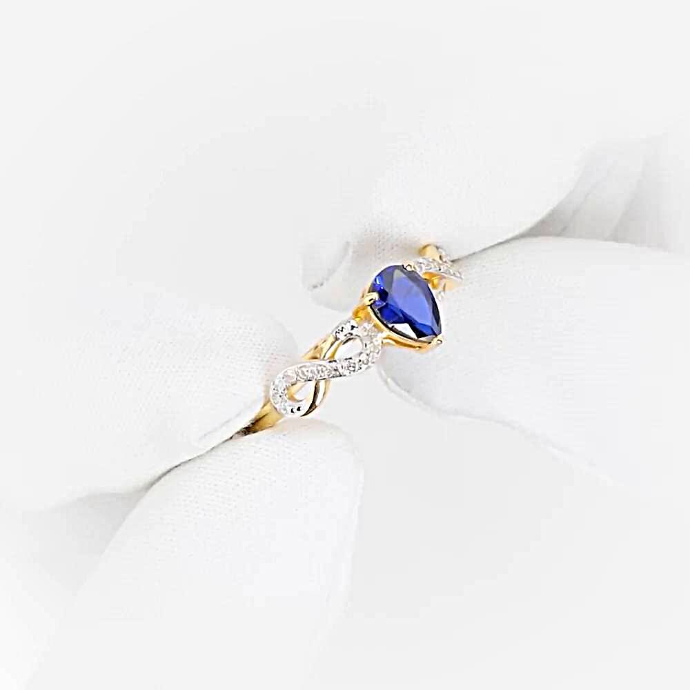 Кольцо с сапфиром синтетическим и бриллиантами из красного золота 585 пробы 1