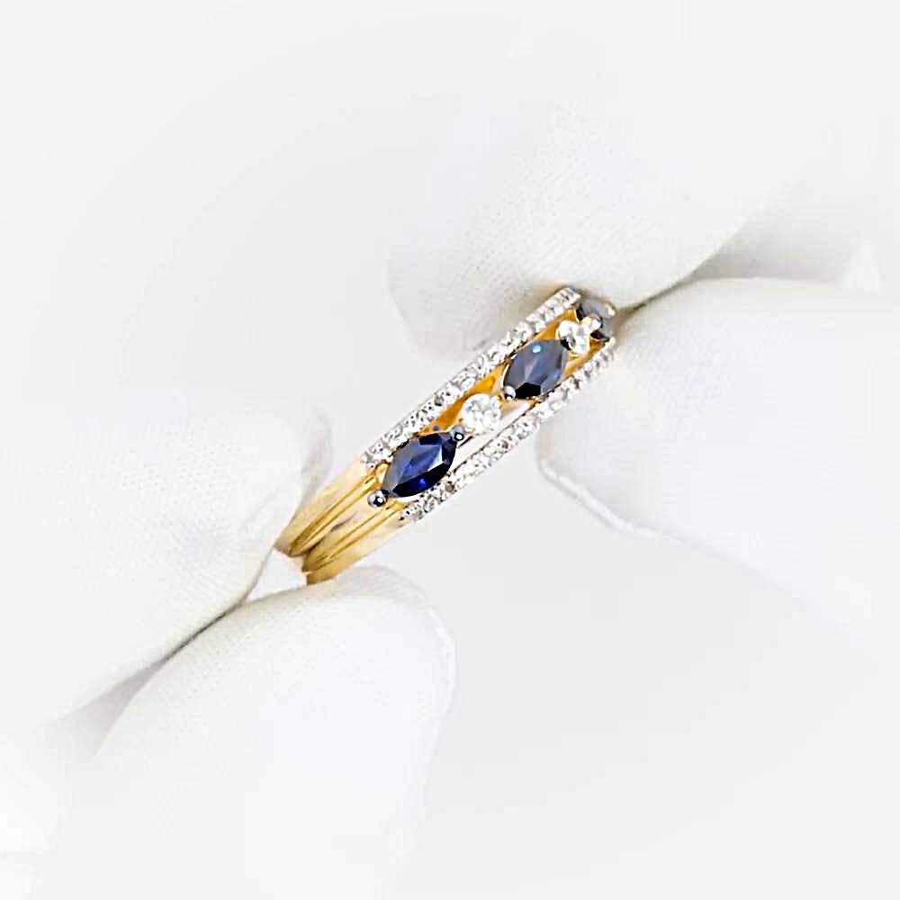 Кольцо с сапфирами и бриллиантами из красного золота 585 пробы 1