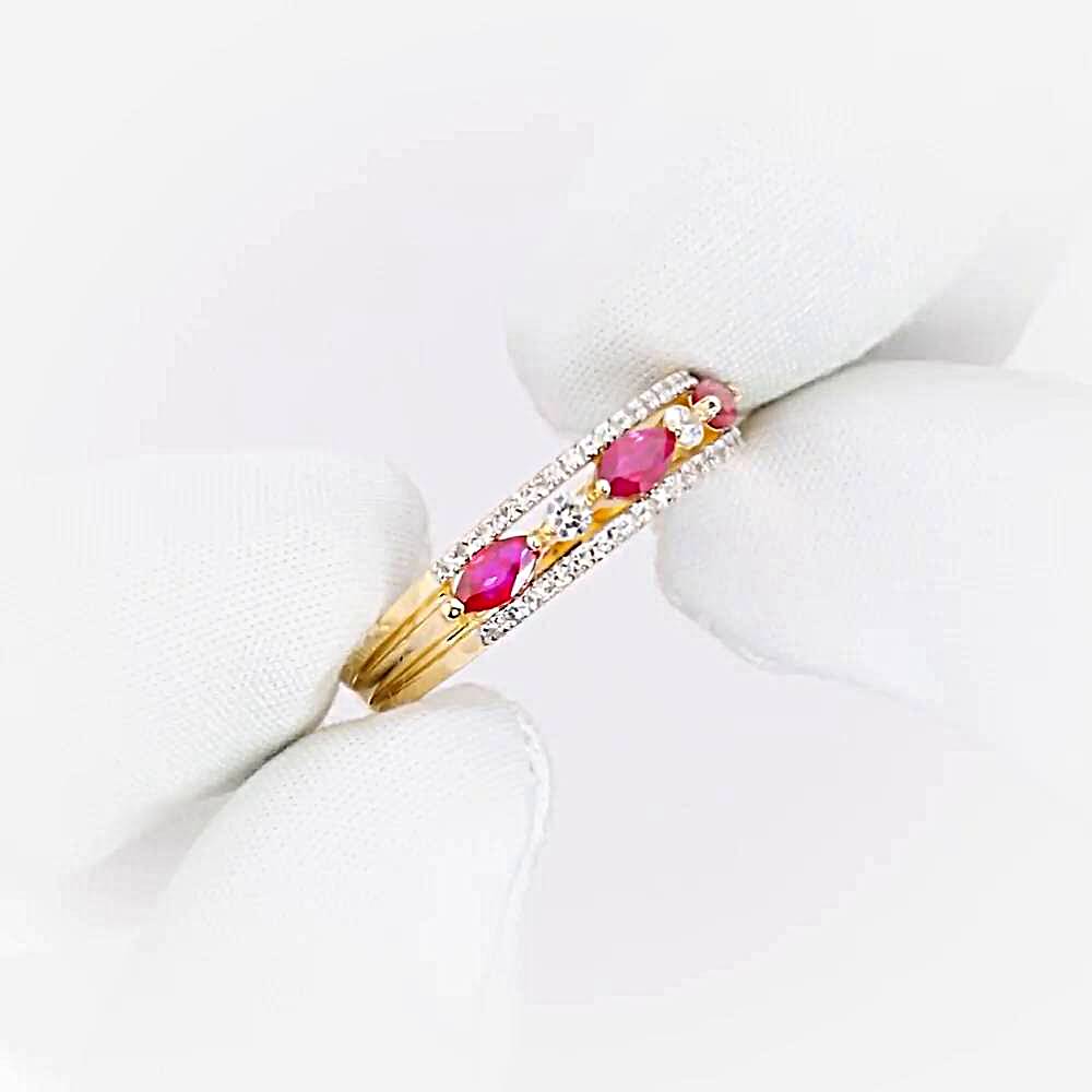 Кольцо с рубинами и бриллиантами из красного золота 585 пробы 1