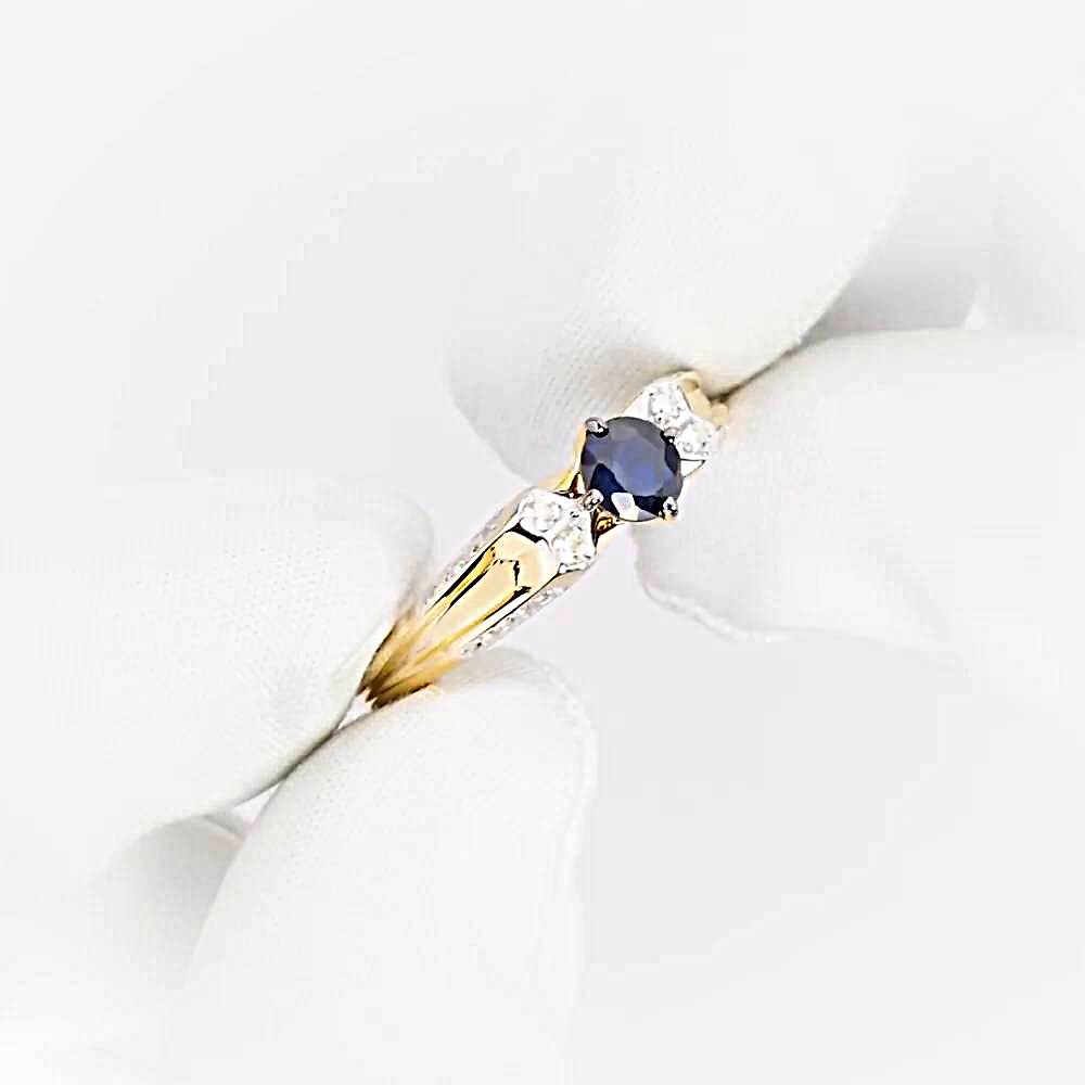 Кольцо с сапфирами и бриллиантами из красного золота 585 пробы 1