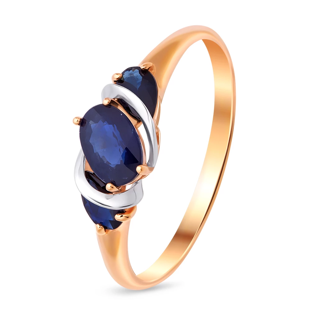 Кольцо с сапфирами из красного золота 585 пробы Кольцо с сапфирами из красного золота 585 пробы