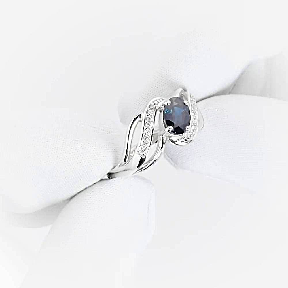 Кольцо с сапфирами и бриллиантами из белого золота 585 пробы 1