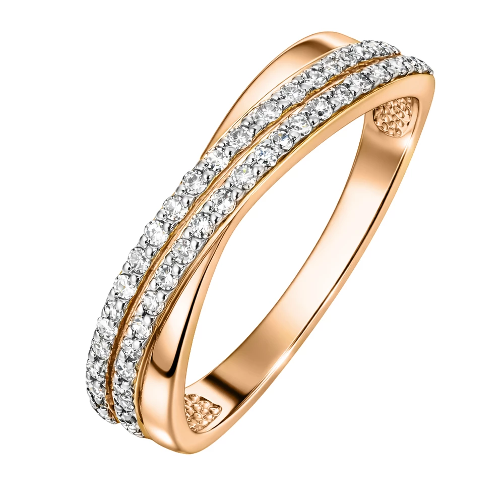 Кольцо с бриллиантами из красного золота 585 пробы