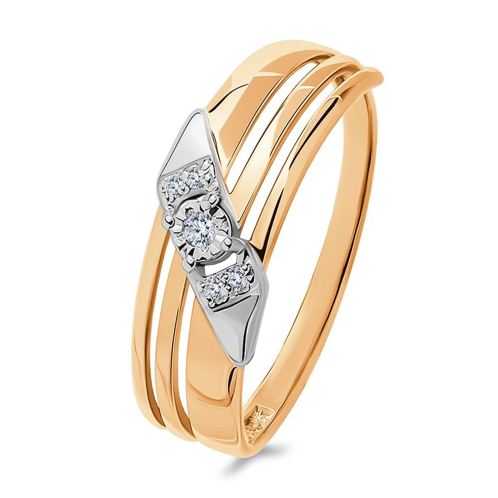 Кольцо с бриллиантами из красного золота 585 пробы