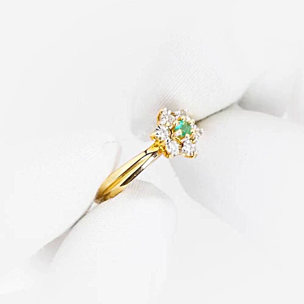 Кольцо с изумрудами и бриллиантами из красного золота 585 пробы 1