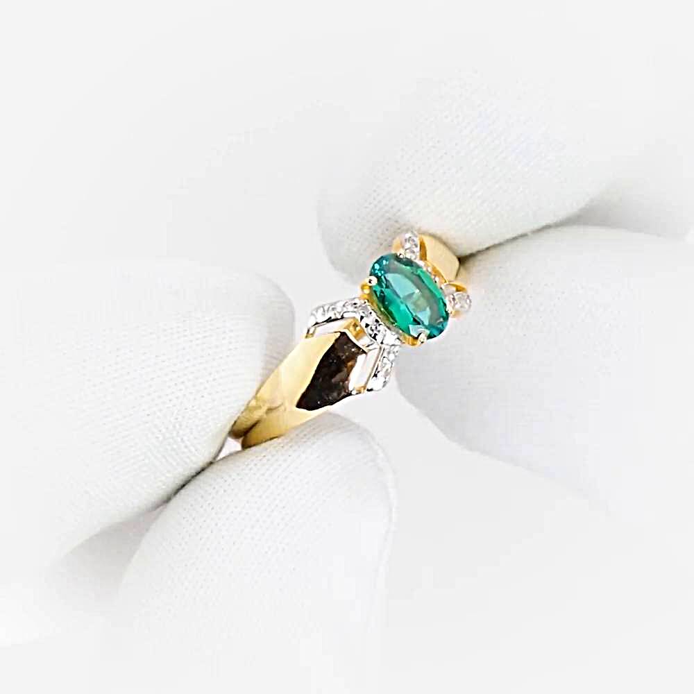 Кольцо с гидротермальным изумрудом и бриллиантами из красного золота 585 пробы 1