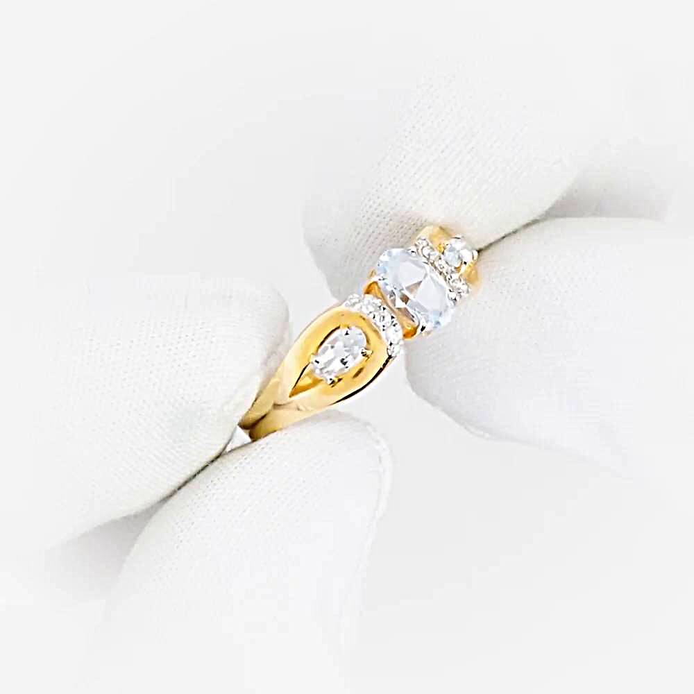 Кольцо с топазами и фианитами из красного золота 585 пробы 1