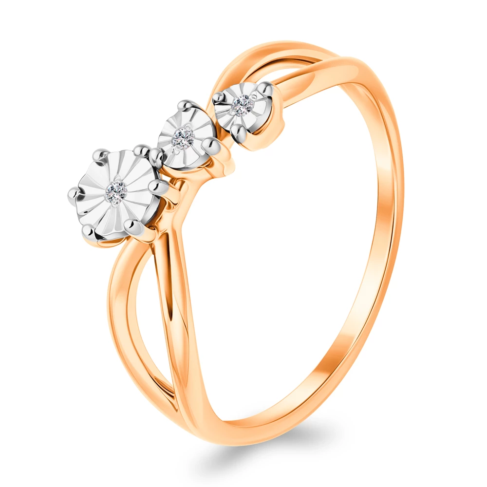 Кольцо с бриллиантами из красного золота 585 пробы 1