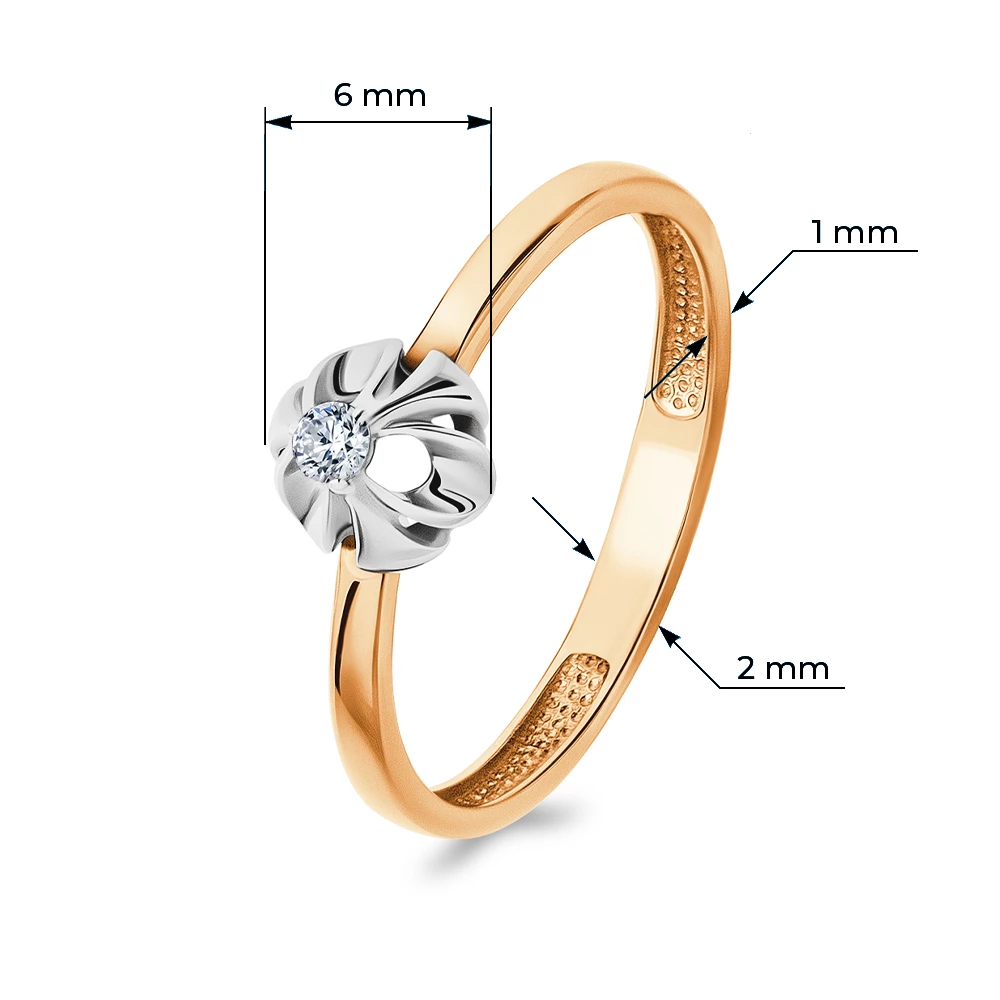 Кольцо с бриллиантом из красного золота 585 пробы Кольцо с бриллиантом из красного золота 585 пробы