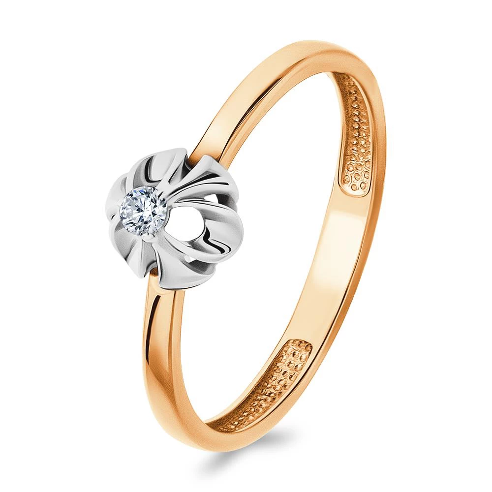 Кольцо с бриллиантом из красного золота 585 пробы Кольцо с бриллиантом из красного золота 585 пробы