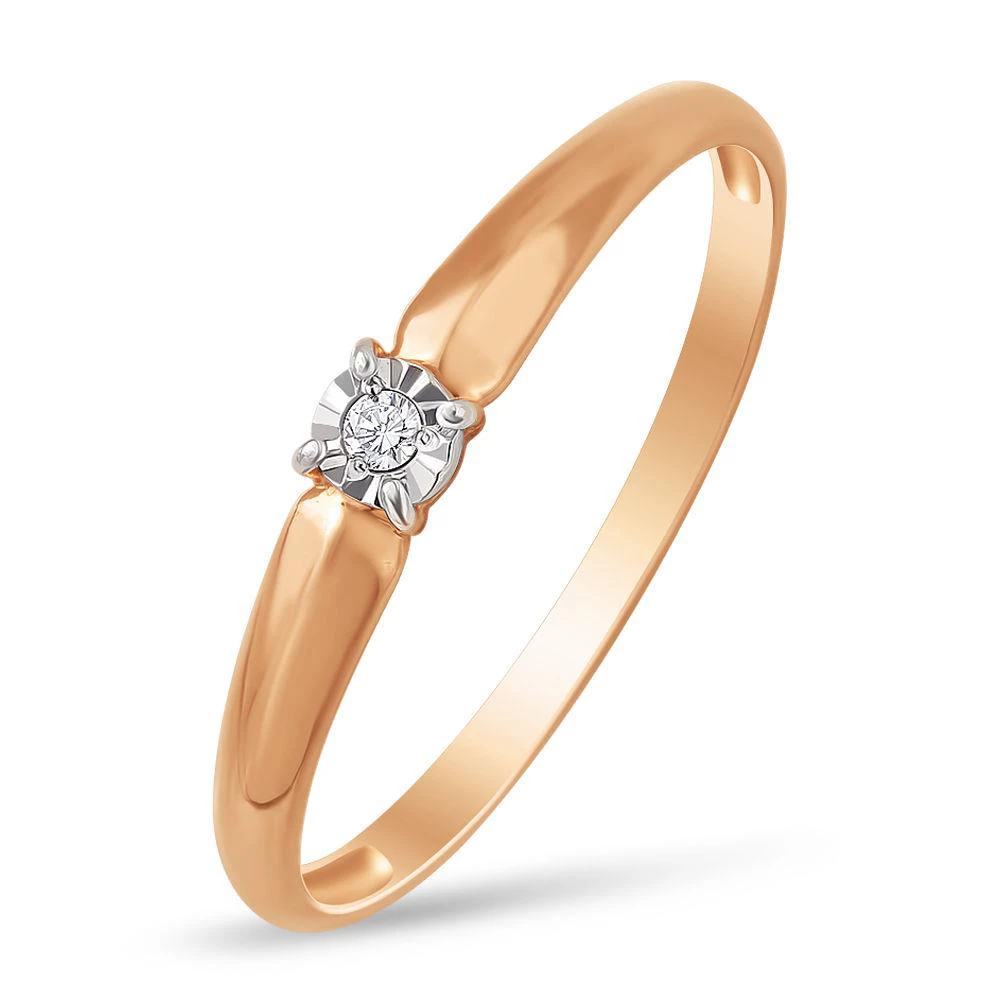 Кольцо с бриллиантом из красного золота 585 пробы