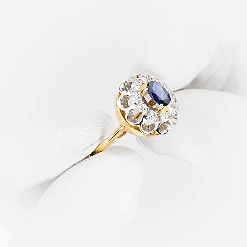 Кольцо с сапфирами и бриллиантами из красного золота 585 пробы 1