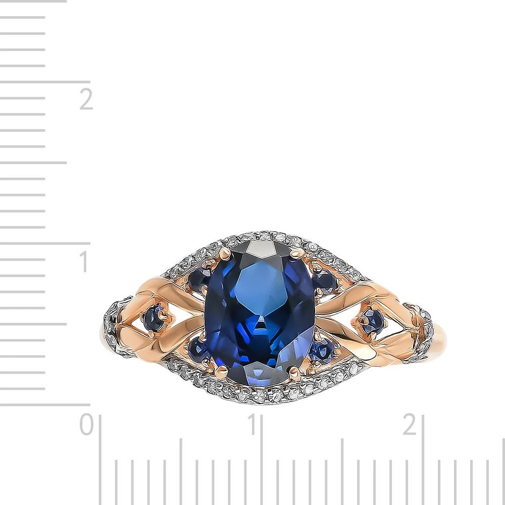 Кольцо с сапфиром синтетическим и бриллиантами из красного золота 585 пробы Кольцо с сапфиром синтетическим и бриллиантами из красного золота 585 пробы