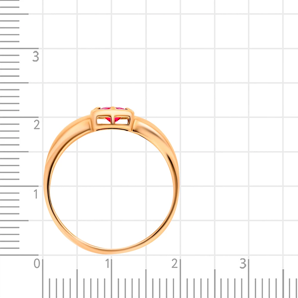 Кольцо с рубинами синтетическими из красного золота 585 пробы 3